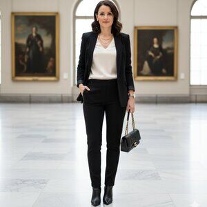 Joseph Ribkoff Black Studded Pants Size 6 Classy Pull On Slim Fit New w/tags